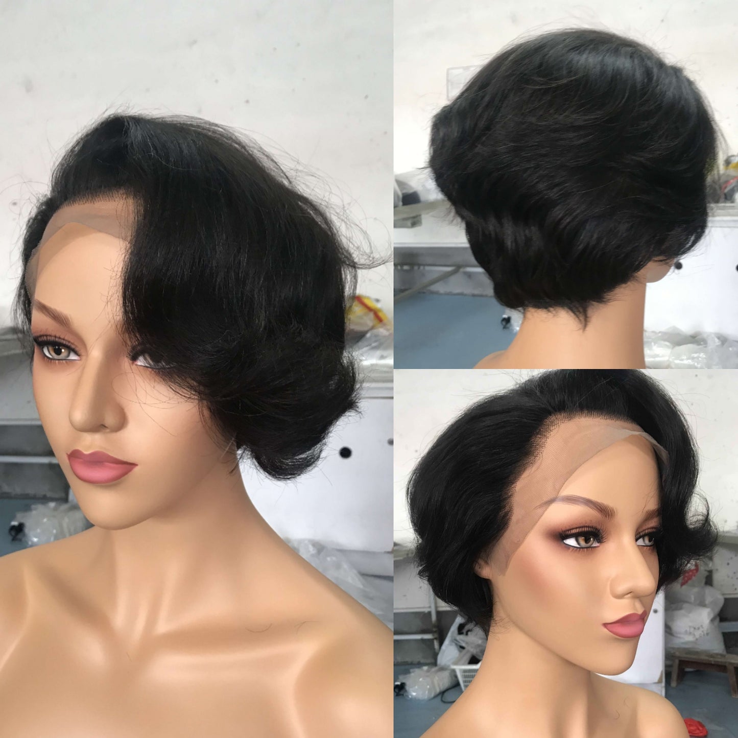 Samuel Hair 13*4 Transparent Lace Front Pixie Cut wig,Virgin Human Hair Wigs-01