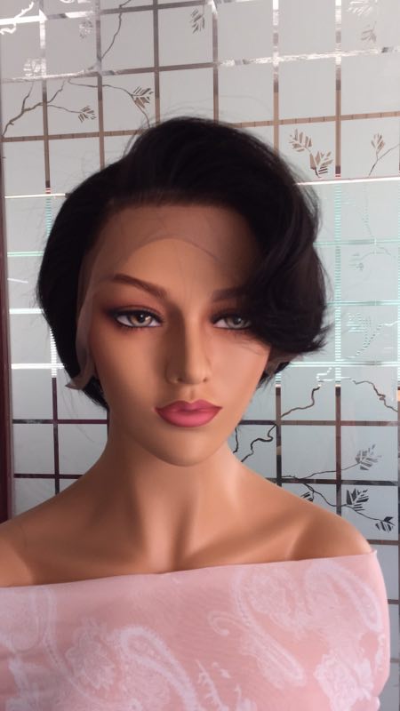 Samuel Hair 13*4 Transparent Lace Front Pixie Cut wig,Virgin Human Hair Wigs-01