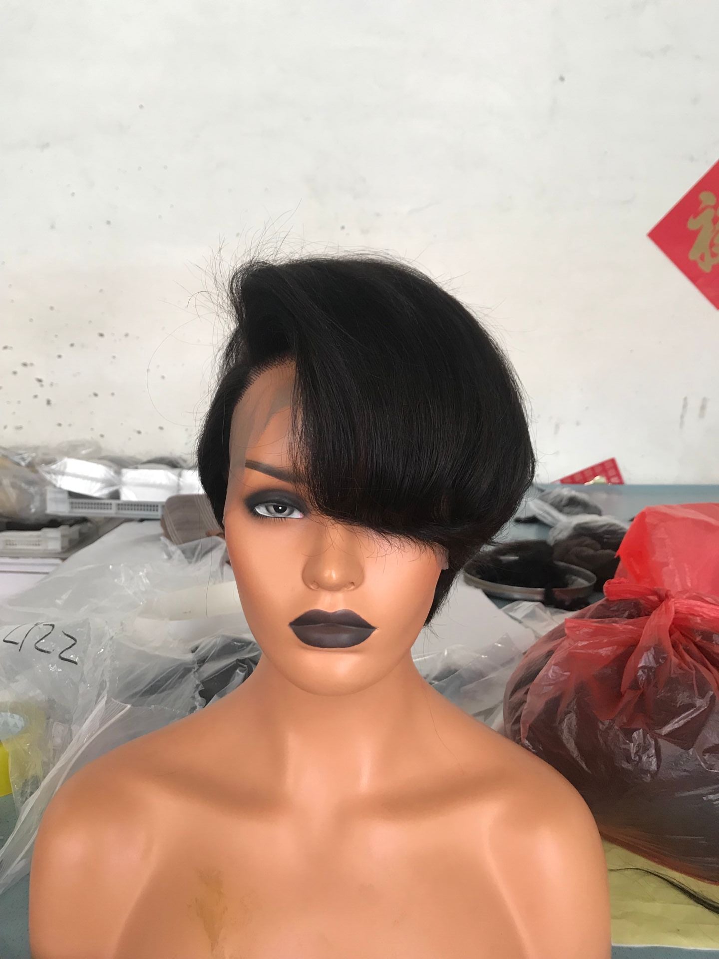 Samuel Hair 13*4 Transparent Lace Front Pixie Cut wig,Virgin Human Hair Wigs-07