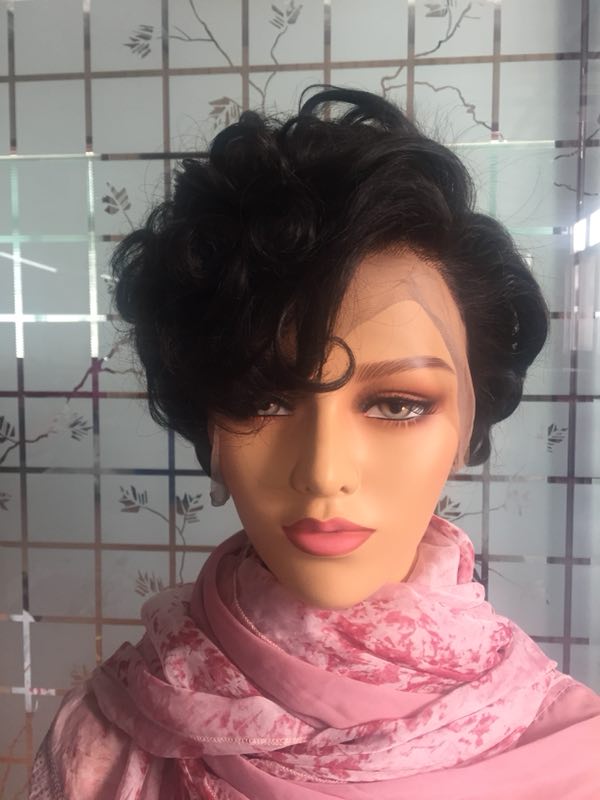 Samuel Hair 13*4 Transparent Lace Front Pixie Wig ,Virgin Human Hair Lace Wig-02