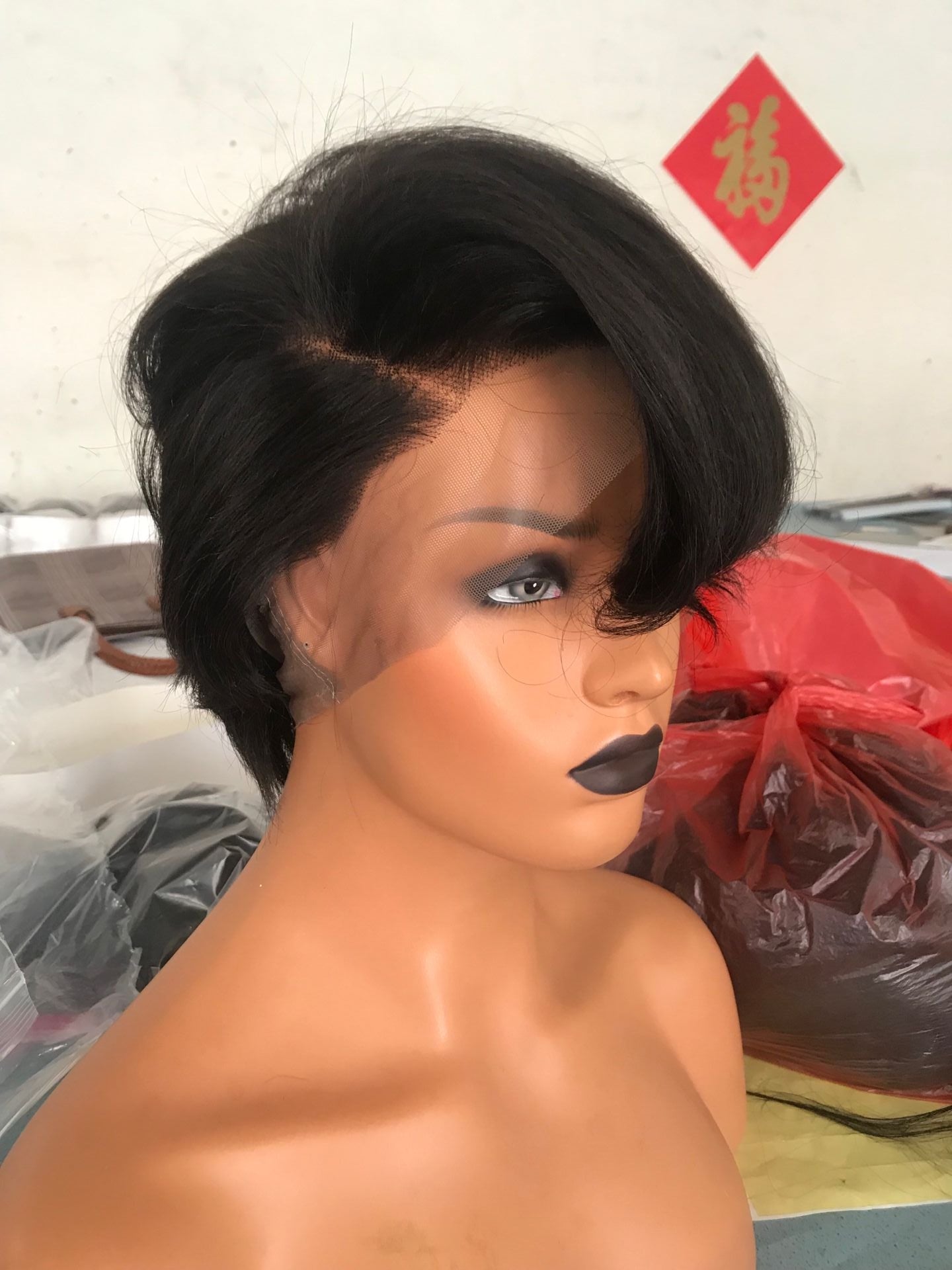Samuel Hair 13*4 Transparent Lace Front Pixie Cut wig,Virgin Human Hair Wigs-07
