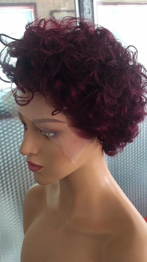 Samuel Hair 13*4 Transparent Lace Front Pixie Cut wig,Virgin Human Hair colored Wigs-26