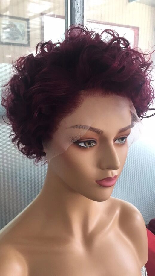 Samuel Hair 13*4 Transparent Lace Front Pixie Cut wig,Virgin Human Hair colored Wigs-26