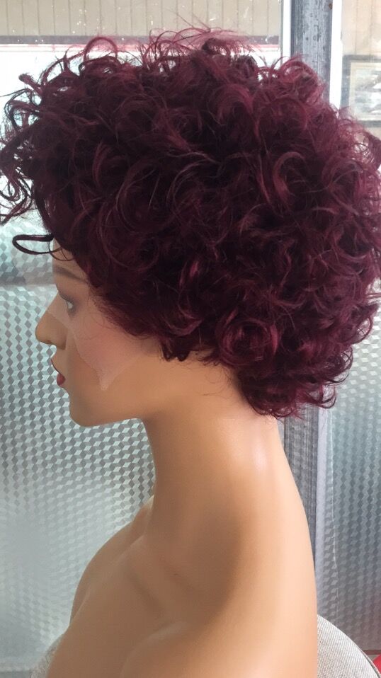 Samuel Hair 13*4 Transparent Lace Front Pixie Cut wig,Virgin Human Hair colored Wigs-26