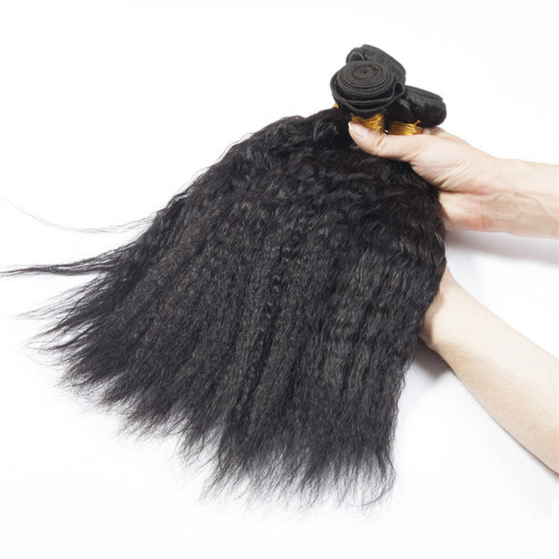 3 pieces Samuel Hair 12A Kinky Straight natural black hair bundles with closure/frontal free shipping