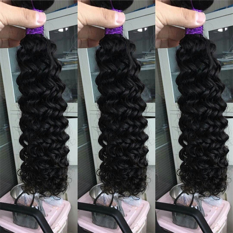 3 pieces Samuel Hair 12A water wave natural black hair bundles with closure/frontal free shipping
