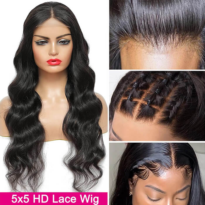 Samuel Hair Transparent Lace wig, 12-30inch Body Wave Virgin Human Hair Wig