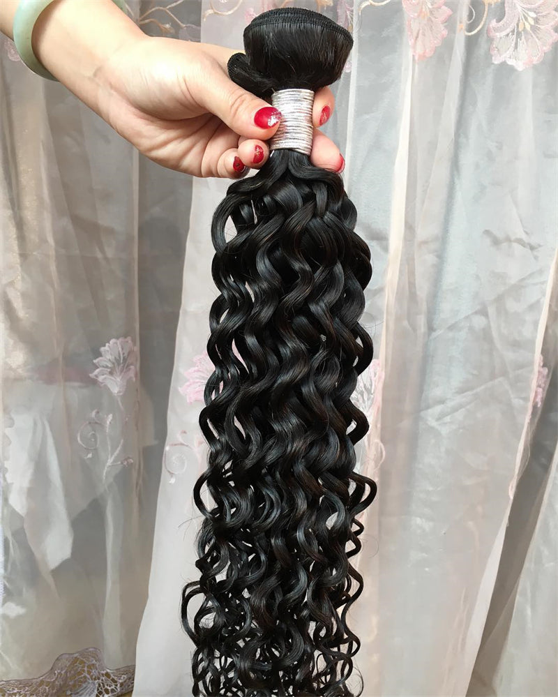 3 pieces Samuel Hair 12A water wave natural black hair bundles with closure/frontal free shipping