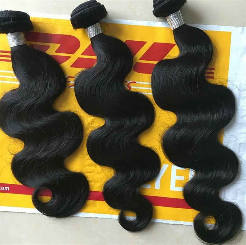 3 pieces Samuel Hair 12A body wave natural black hair bundles with closure/frontal free shipping
