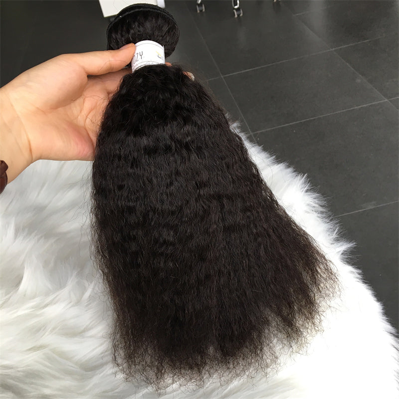 3 pieces Samuel Hair 12A Kinky Straight natural black hair bundles with closure/frontal free shipping