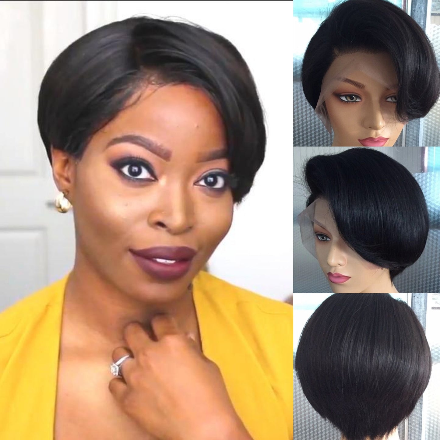 Samuel Hair 13*4 Transparent Lace Front Pixie Cut wig,Virgin Human Hair Wigs-04