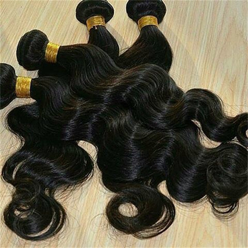 3 pieces Samuel Hair 12A body wave natural black hair bundles with closure/frontal free shipping