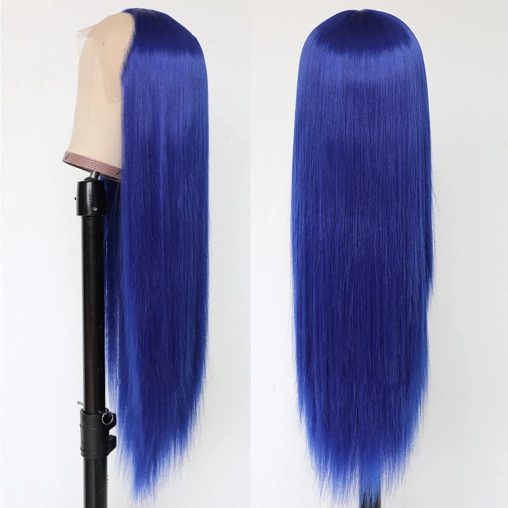 Samuel Hair 13*4 Transparent Frontal Lace Wig, 12-30inch Blue Color Virgin Human Hair Lace Wig