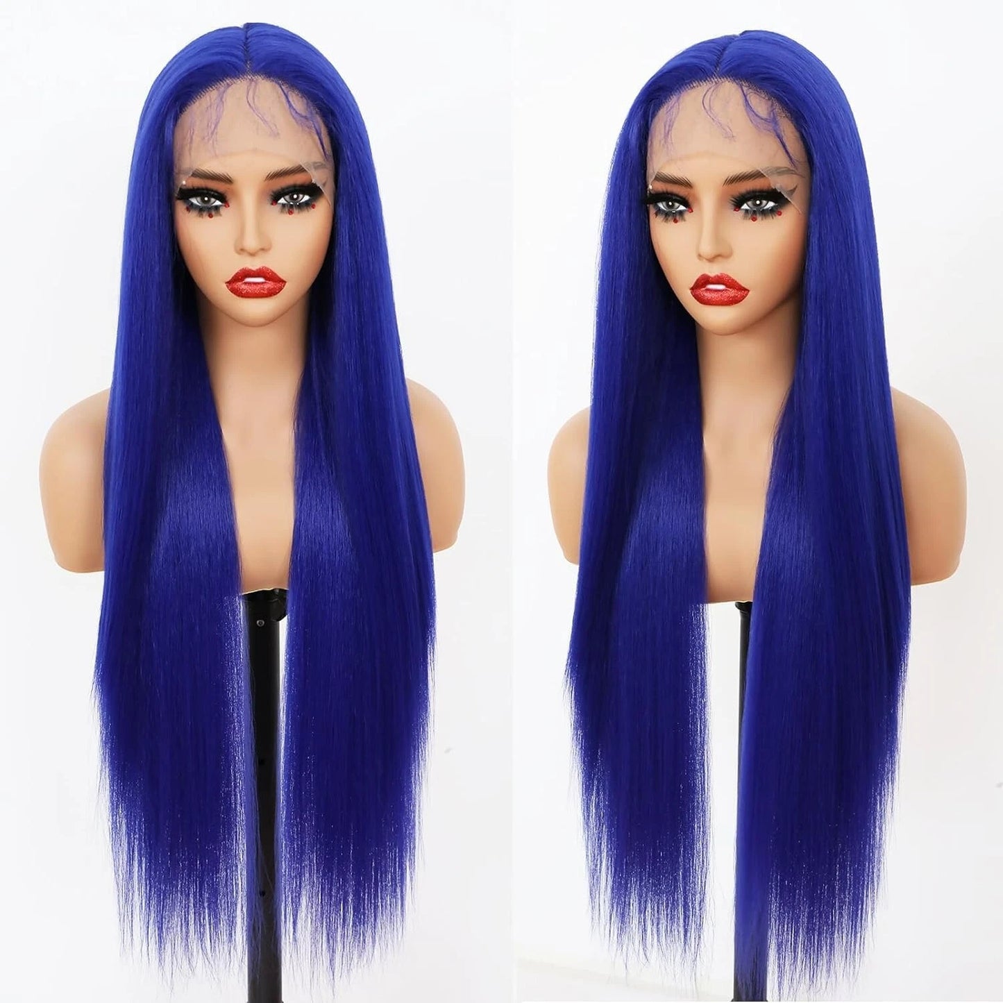 Samuel Hair 13*4 Transparent Frontal Lace Wig, 12-30inch Blue Color Virgin Human Hair Lace Wig