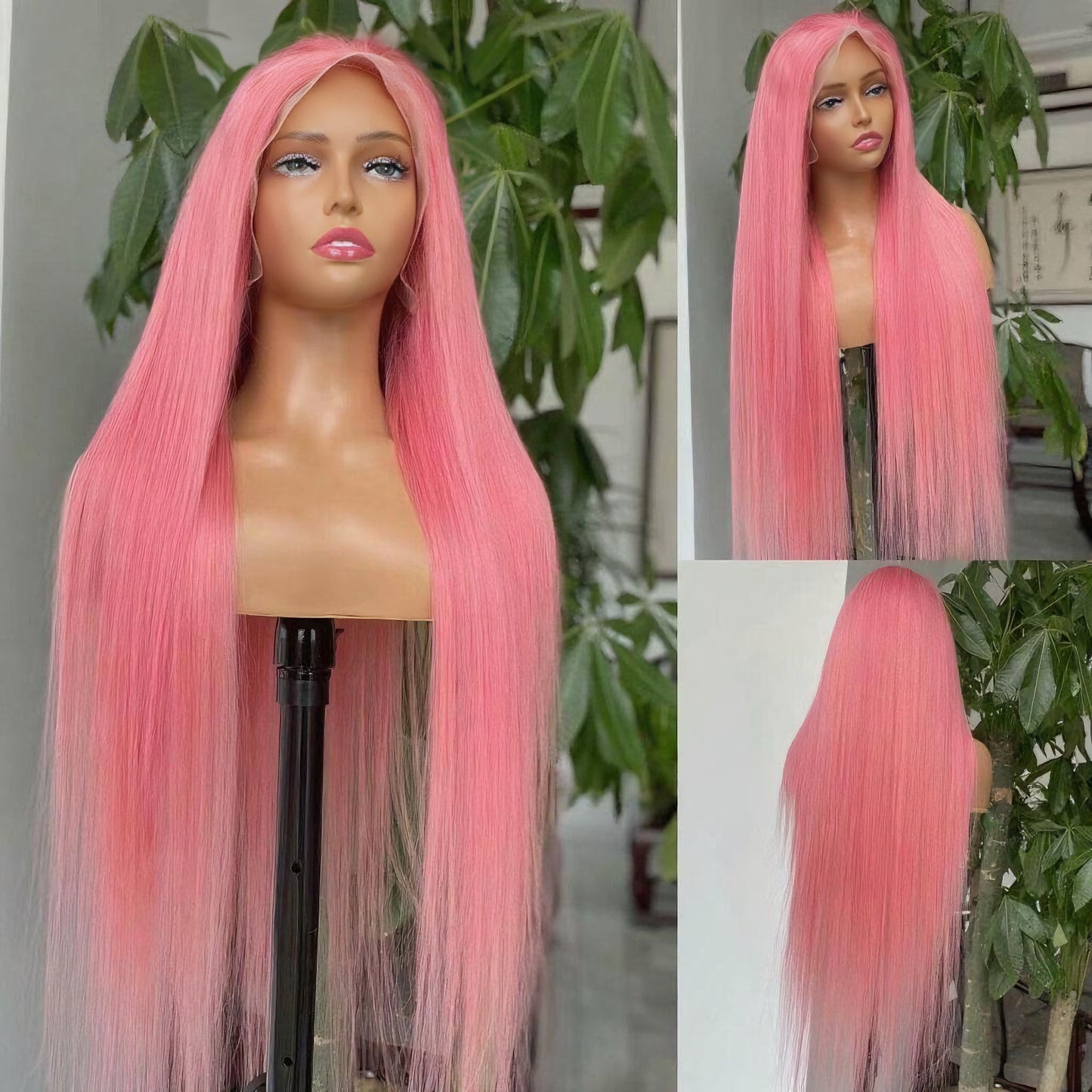 Samuel Hair 13*4 Transparent Frontal Lace Wig, 12-30inch Pink Color Virgin Human Hair Lace Wig
