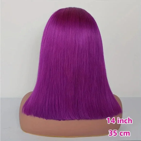 Samuel Hair 10-14Inch Purple# Colored BOB Lace Wig,Transparent Lace Wig
