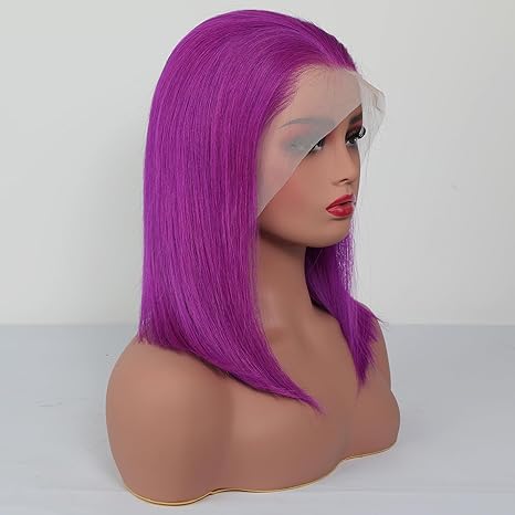 Samuel Hair 10-14Inch Purple# Colored BOB Lace Wig,Transparent Lace Wig