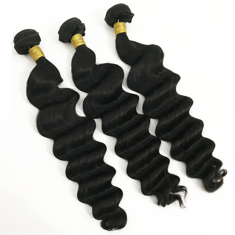 3 pieces Samuel Hair 12A deep wave natural black hair bundles free shipping