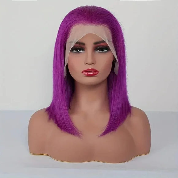 Samuel Hair 10-14Inch Purple# Colored BOB Lace Wig,Transparent Lace Wig