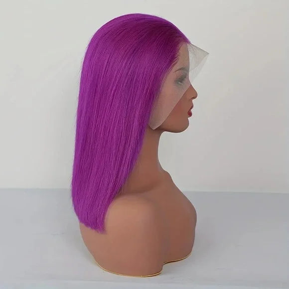Samuel Hair 10-14Inch Purple# Colored BOB Lace Wig,Transparent Lace Wig