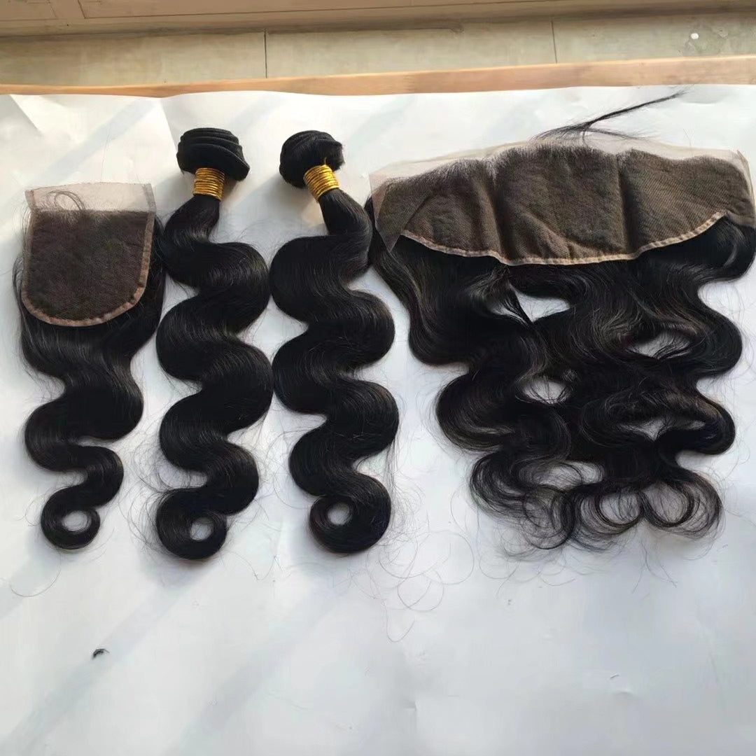 3 pieces Samuel Hair 12A body wave natural black hair bundles with closure/frontal free shipping
