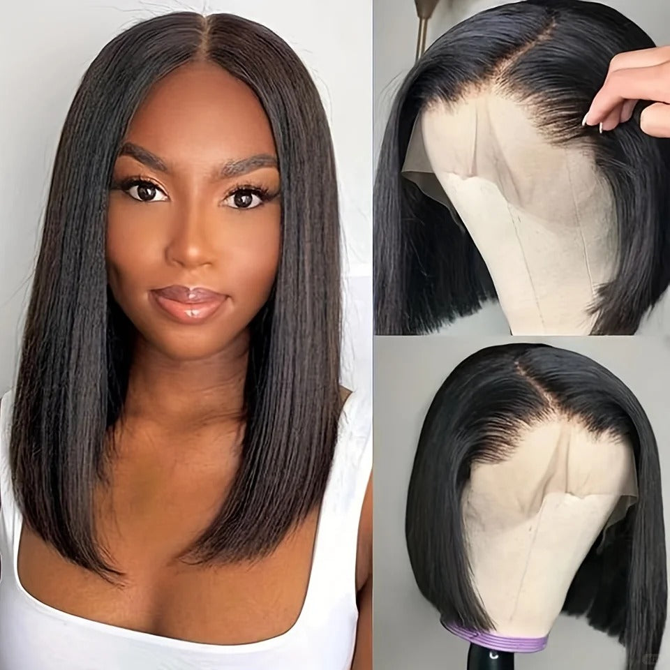 Samuel Hair 10-14Inch 1B# Natural Black BOB Lace Wig,Transparent &HD Lace Wig