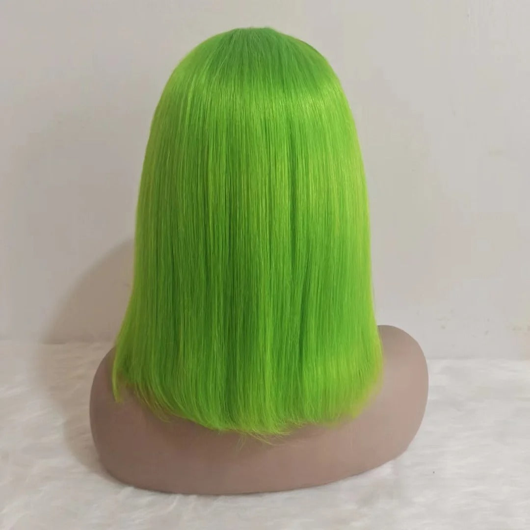 Samuel Hair 10-14Inch Green# Colored BOB Lace Wig,Transparent Lace Wig