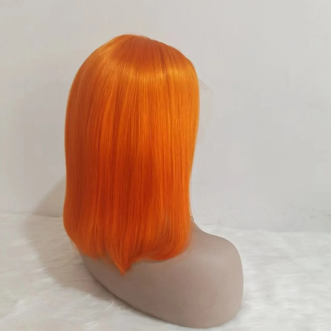 Samuel Hair 10-14Inch Ginger Orange# Colored BOB Lace Wig,Transparent Lace Wig