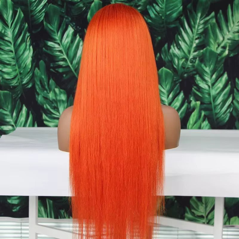 Samuel Hair 13*4 Transparent Frontal Lace Wig, 12-30inch Ginger Orange Color Virgin Human Hair Lace Wig