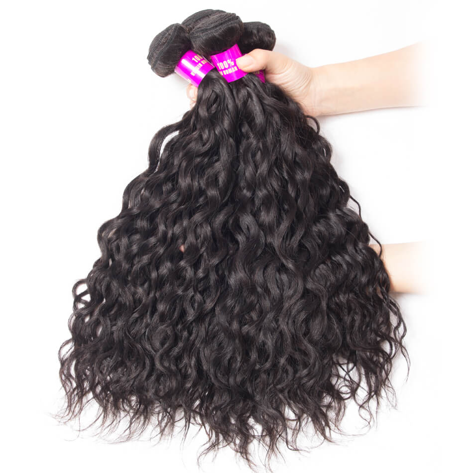 3 pieces Samuel Hair 12A Natural wave natural black hair bundles with closure/frontal free shipping