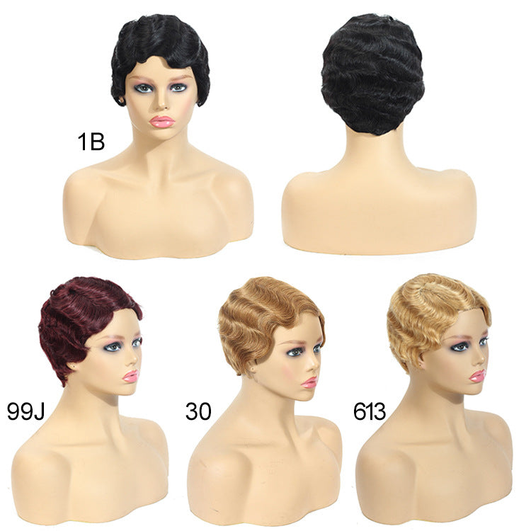 Samuel Hair 13*4 Transparent Lace Front Pixie Cut wig,Virgin Human Hair colored Wigs-03