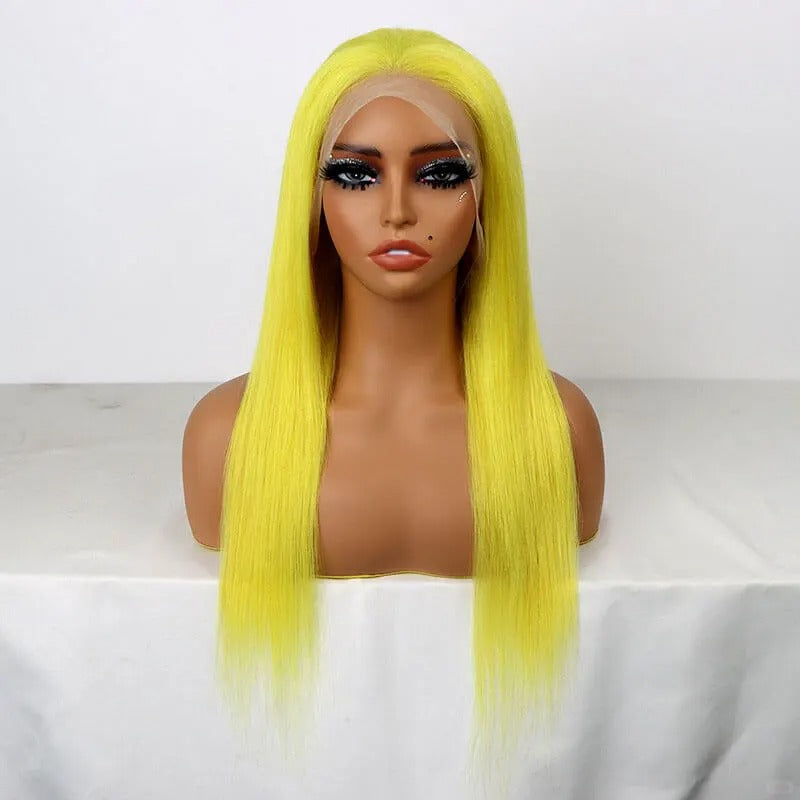 Samuel Hair 13*4 Transparent Frontal Lace Wig, 12-30inch yellow Color Virgin Human Hair Lace Wig