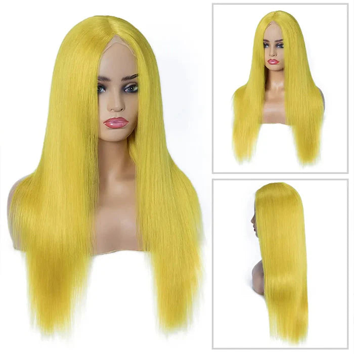 Samuel Hair 13*4 Transparent Frontal Lace Wig, 12-30inch yellow Color Virgin Human Hair Lace Wig