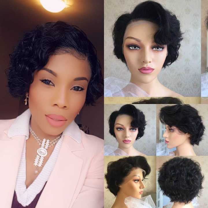 Samuel Hair 13*4 Transparent Lace Front Pixie Cut wig,Virgin Human Hair Wigs-03