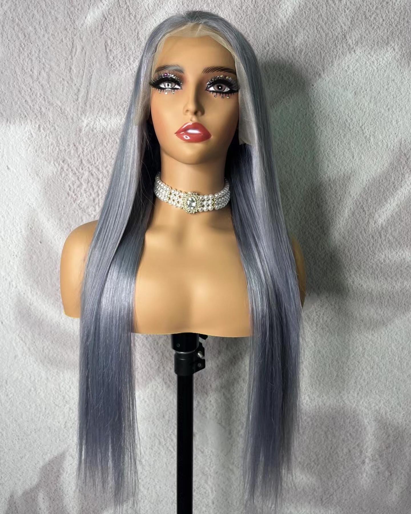 Samuel Hair 13*4 Transparent Frontal Lace Wig, 12-30inch Grey Color Virgin Human Hair Lace Wig