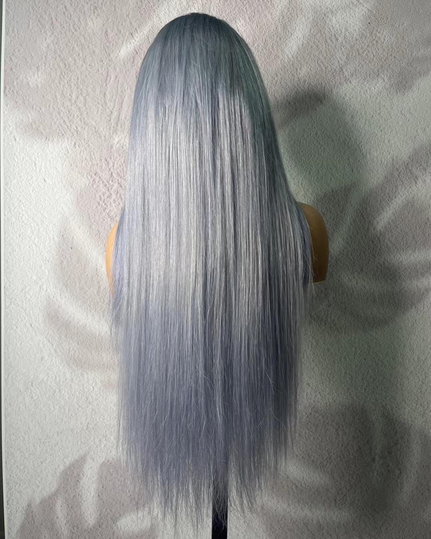 Samuel Hair 13*4 Transparent Frontal Lace Wig, 12-30inch Grey Color Virgin Human Hair Lace Wig