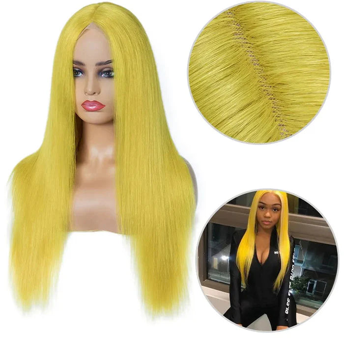 Samuel Hair 13*4 Transparent Frontal Lace Wig, 12-30inch yellow Color Virgin Human Hair Lace Wig