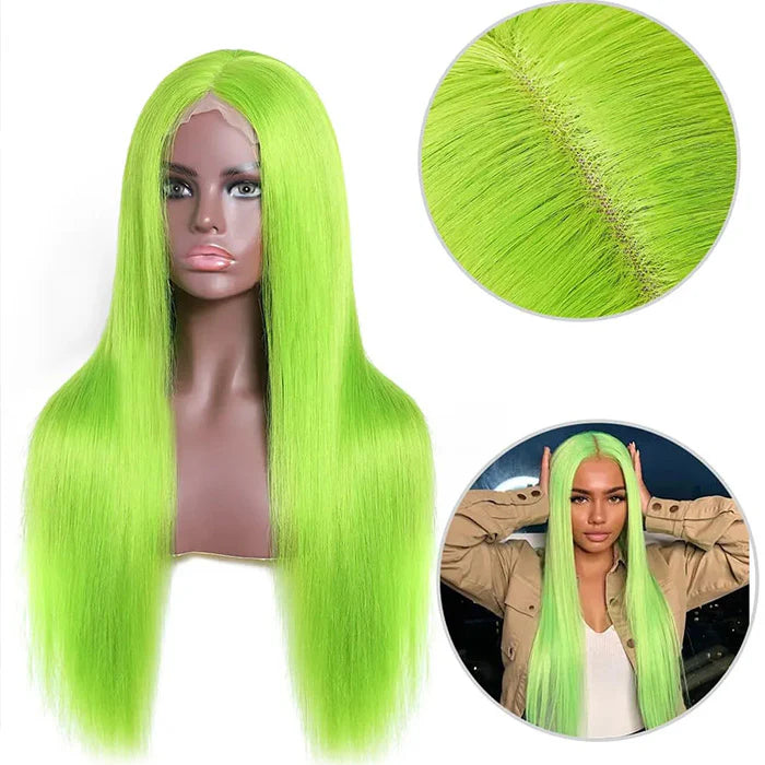 Samuel Hair 13*4 Transparent Frontal Lace Wig, 12-30inch Green Colored Virgin Human Hair Lace Wig