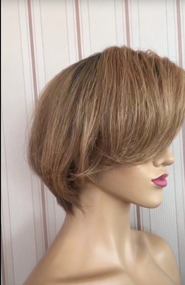 Samuel Hair 13*4 Transparent Lace Front Pixie Cut wig,Virgin Human Hair colored Wigs-22