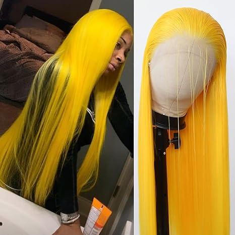 Samuel Hair 13*4 Transparent Frontal Lace Wig, 12-30inch yellow Color Virgin Human Hair Lace Wig