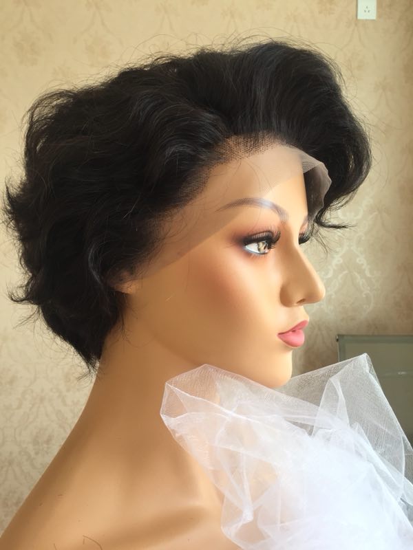 Samuel Hair 13*4 Transparent Lace Front Pixie Cut wig,Virgin Human Hair Wigs-03