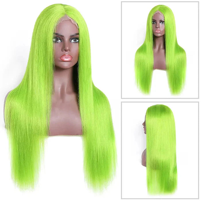 Samuel Hair 13*4 Transparent Frontal Lace Wig, 12-30inch Green Colored Virgin Human Hair Lace Wig
