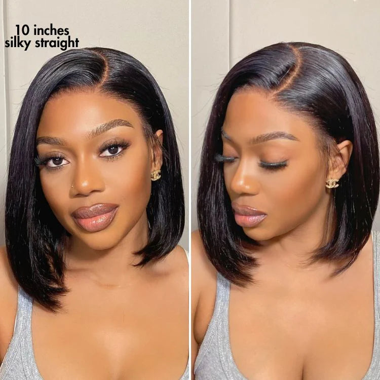 Samuel Hair 10-14Inch 1B# Natural Black BOB Lace Wig,Transparent &HD Lace Wig