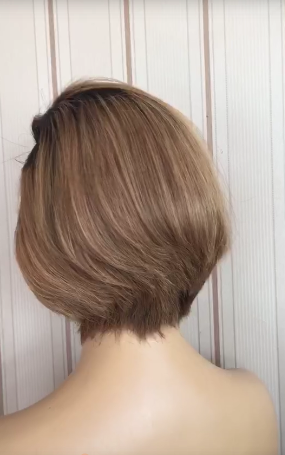 Samuel Hair 13*4 Transparent Lace Front Pixie Cut wig,Virgin Human Hair colored Wigs-22
