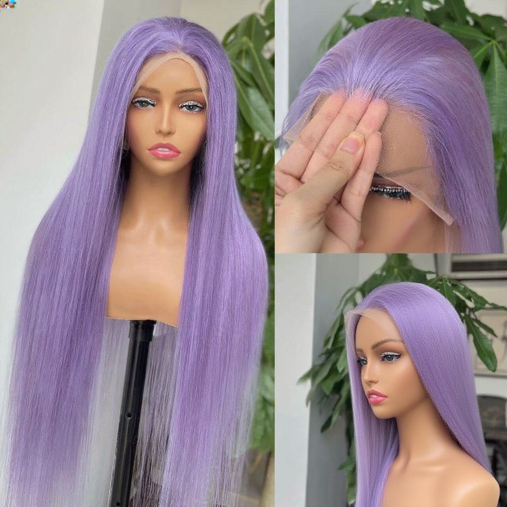 Samuel Hair 13*4 Transparent Frontal Lace Wig, 12-30inch Purple Color Virgin Human Hair Lace Wig