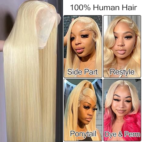Samuel Hair 13*4 Transparent Frontal Lace Wig, 12-30inch 613# Blonde Color Virgin Human Hair Lace Wig