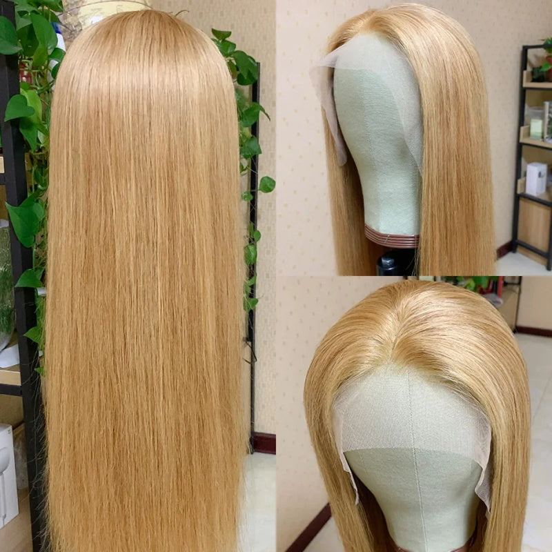 Samuel Hair 13*4 Transparent Frontal Lace Wig, 12-30inch #27 Honey Blonde Color Virgin Human Hair Lace Wig