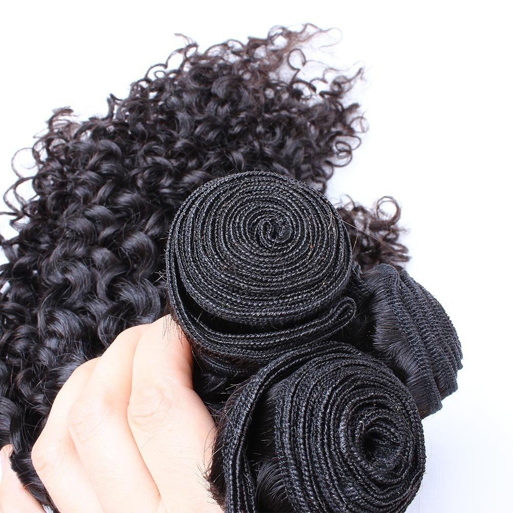3 pieces Samuel Hair 12A Curly wave natural black hair bundles with closure/frontal free shipping