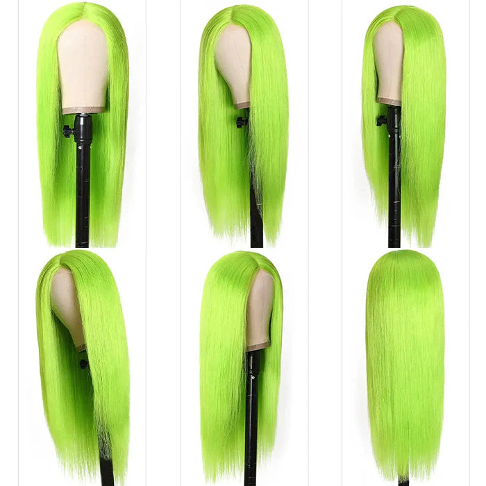 Samuel Hair 13*4 Transparent Frontal Lace Wig, 12-30inch Green Colored Virgin Human Hair Lace Wig