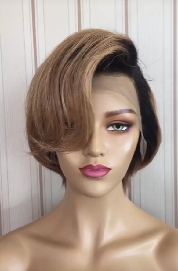 Samuel Hair 13*4 Transparent Lace Front Pixie Cut wig,Virgin Human Hair colored Wigs-22